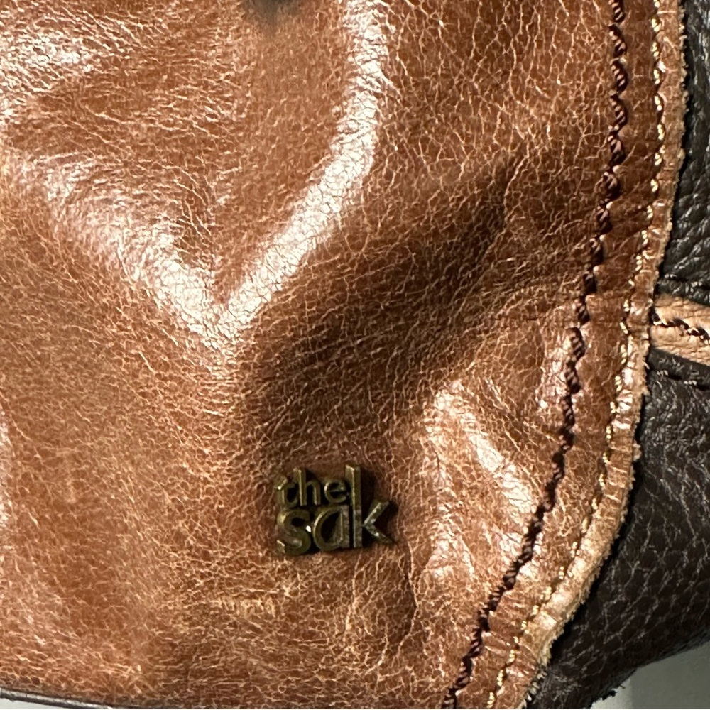 The Sak Leather Patchwork Tote Bag Boho Slouchy Shoulder Purse - Picture 2 of 6
